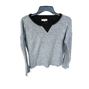 MADEWELL Woman’s Heathered gray black trim pullover Y2K sweatshirt size S